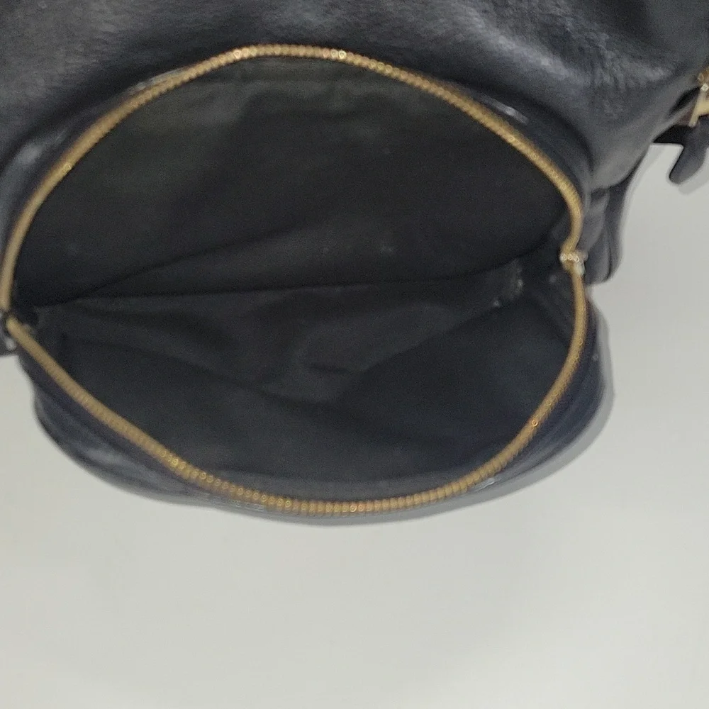 Coach Black Pebbled Leather Laptop Backpack with Gold-Tone Logo 5869
